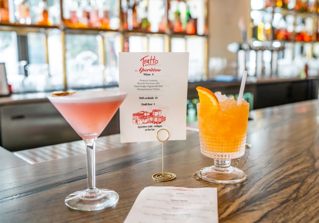 two cocktails on a bar top