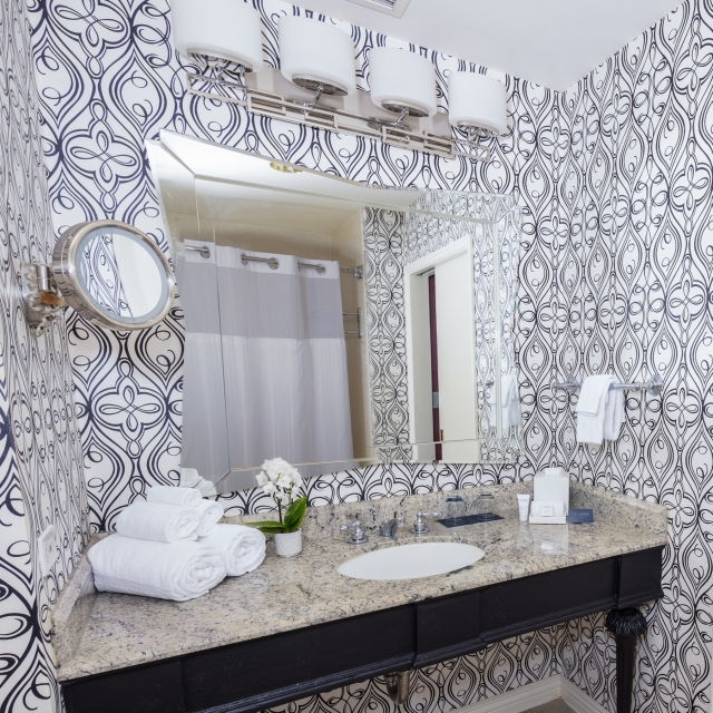 Close up of the bathroom in the Deluxe Double Room at The Marker