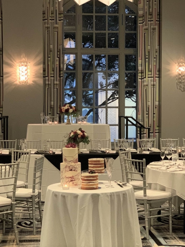 lots of tables prepared for a wedding service at The Marker