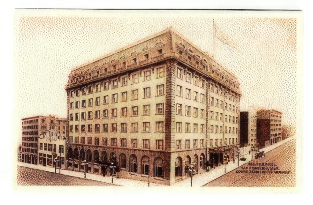 Old time picture of The Hotel Bellevue now known as The Marker