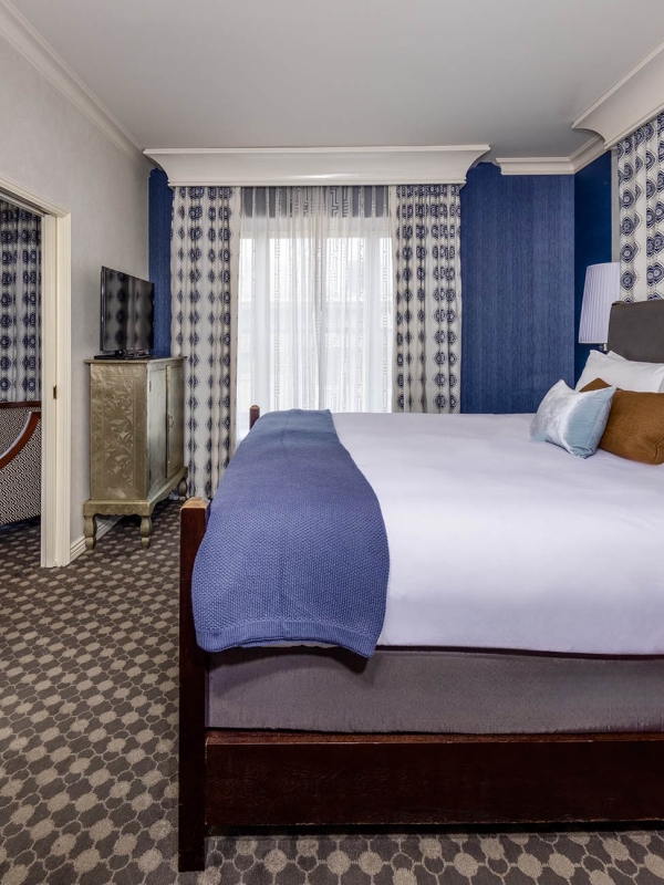 Side view of a large bedroom at The Marker