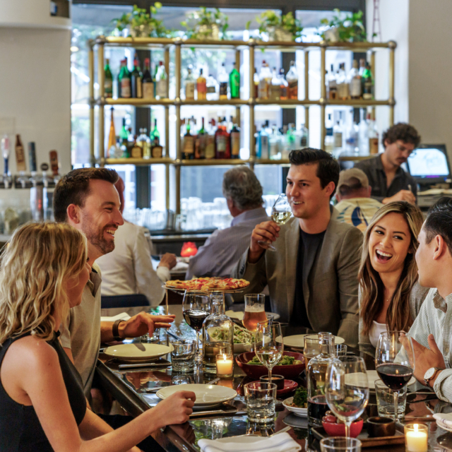 happy hour communal table at tratto in marker union square in san francisco